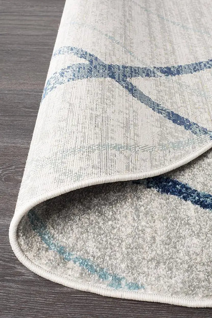 Sahra 452 Blue Round Rugs Unitex