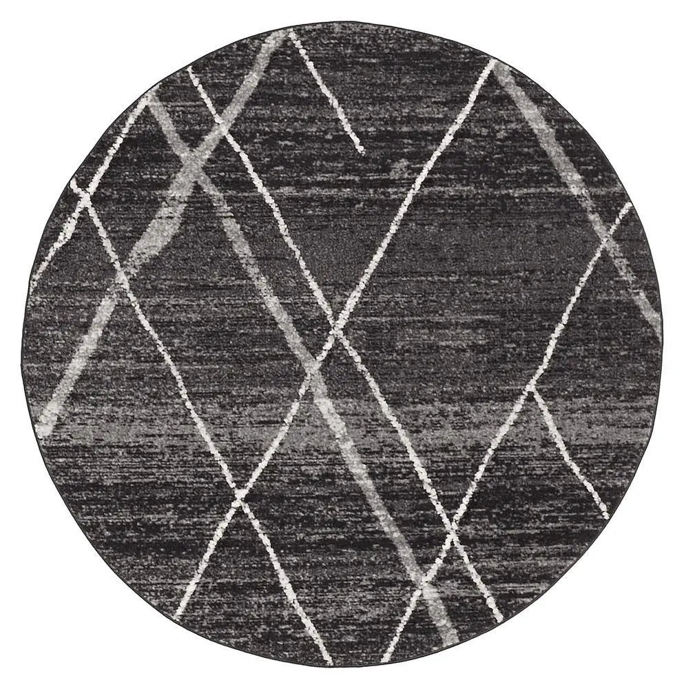 Sahra 452 Charcoal Round Rugs Unitex