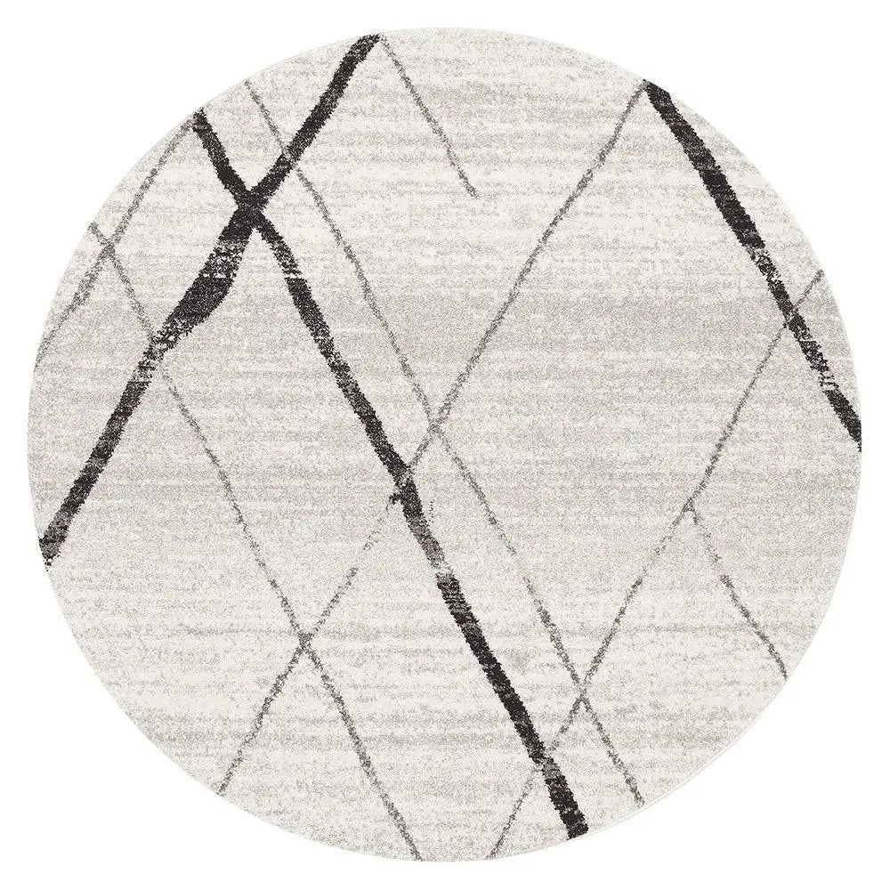 Sahra 452 Grey Round Rugs Unitex