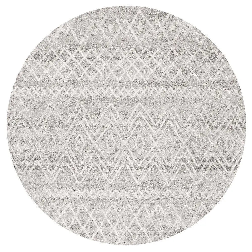 Sahra 453 Grey Round Rugs Unitex