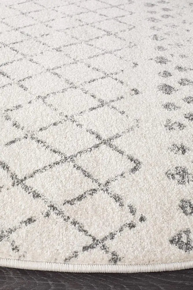 Sahra 454 White Round Rugs Unitex