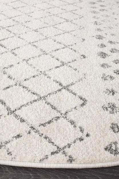 Sahra 454 White Round Rugs Unitex