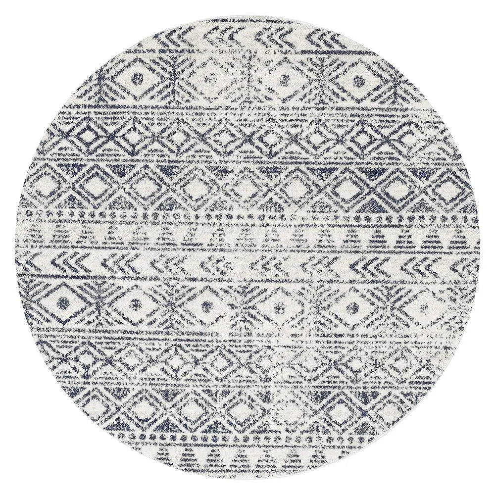 Sahra 456 Blue Round Rugs Unitex