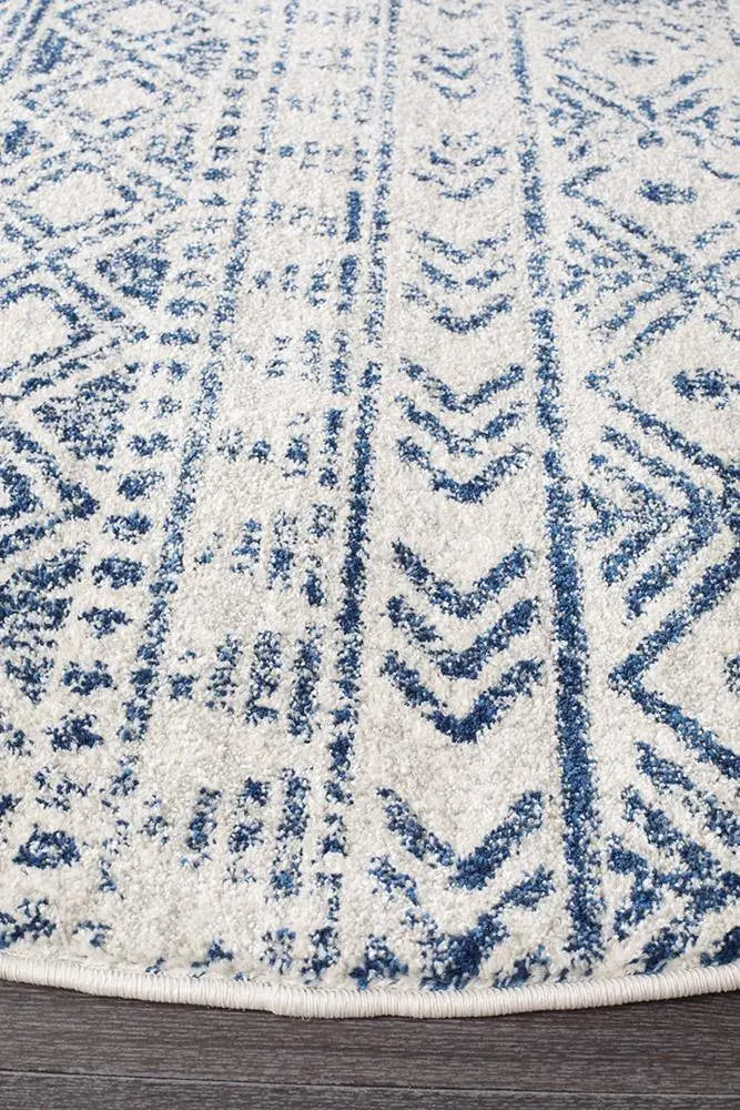 Sahra 456 Blue Round Rugs Unitex