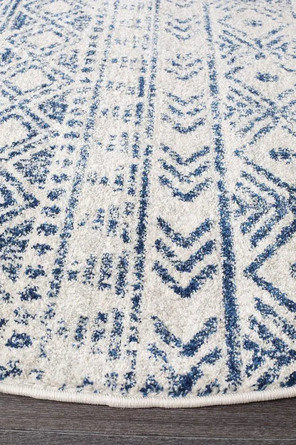 Sahra 456 Blue Round Rugs Unitex