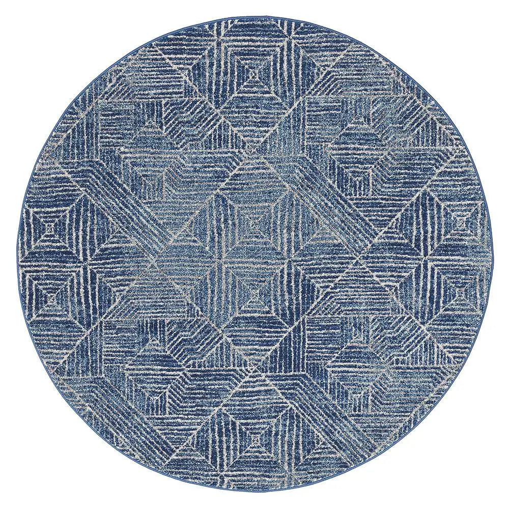 Sahra 457 Navy Round Rugs Unitex