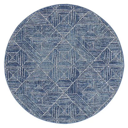 Sahra 457 Navy Round Rugs Unitex