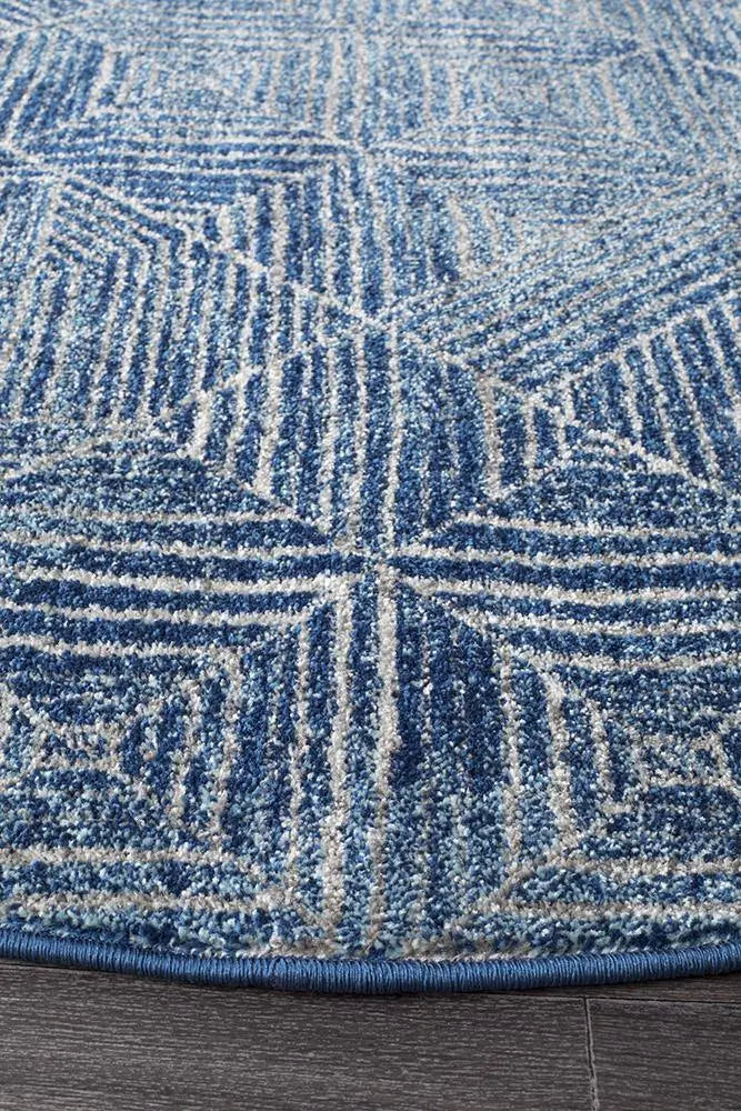 Sahra 457 Navy Round Rugs Unitex