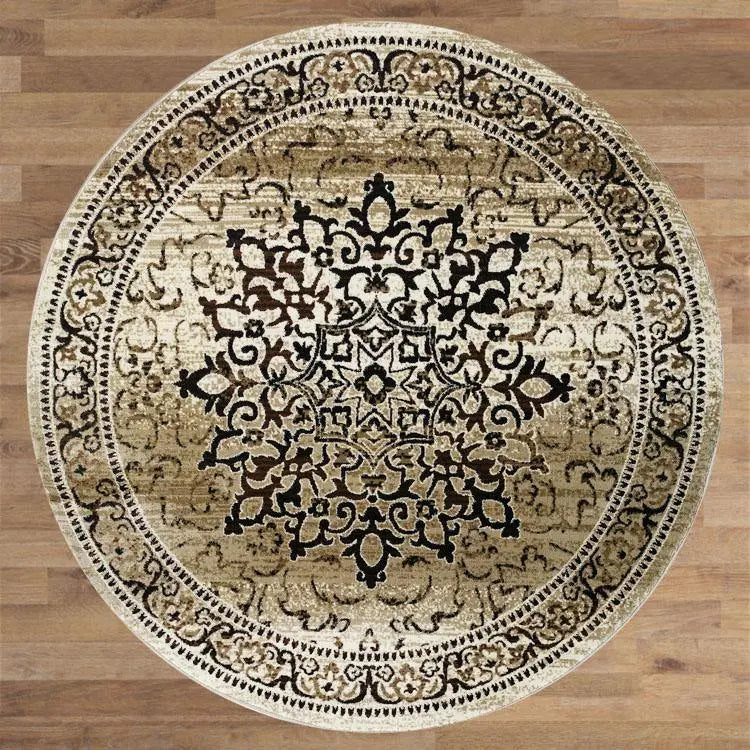 Serena 892 Beige Round Rugs Saray Rugs
