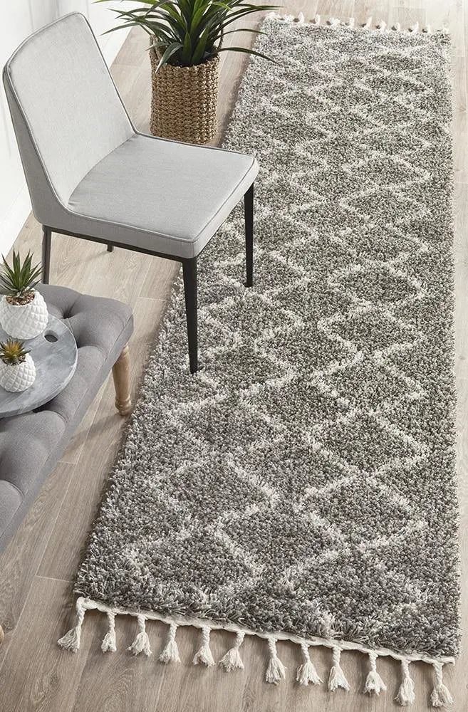 Sila 11 Grey Shaggy Rug Unitex