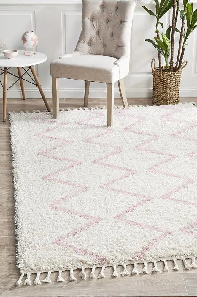 Sila 11 Pink Shaggy Rug Unitex