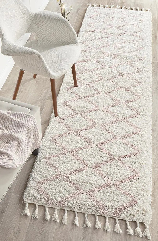 Sila 11 Pink Shaggy Rug Unitex