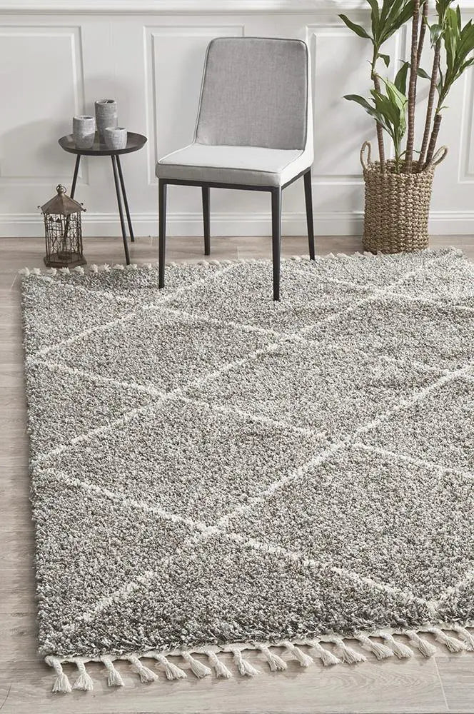 Sila 22 Grey Shaggy Rug Unitex