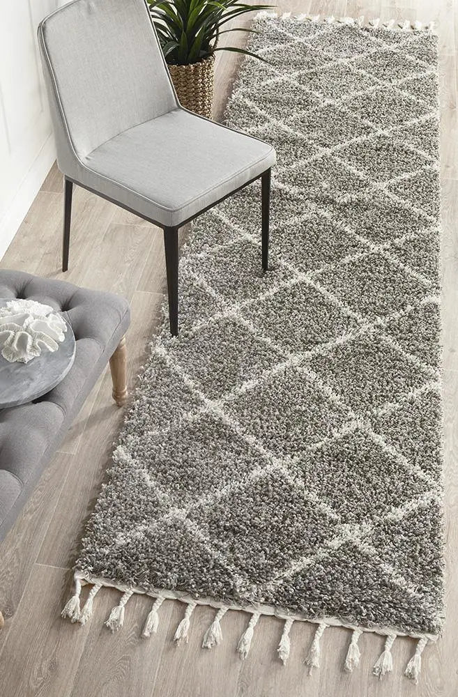 Sila 22 Grey Shaggy Rug Unitex