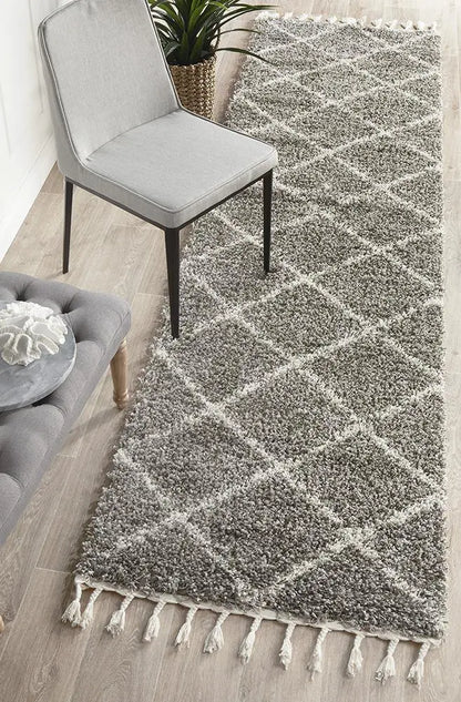 Sila 22 Grey Shaggy Rug Unitex