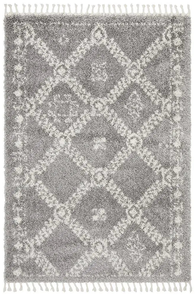 Sila 33 Silver Shaggy Rug Unitex