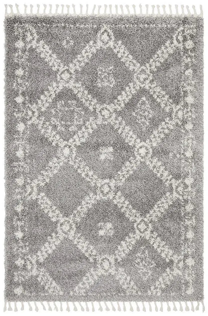 Sila 33 Silver Shaggy Rug Unitex