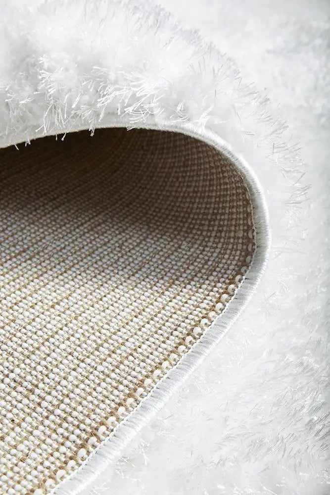Sydney White Silky Shaggy Rug RUG CULTURE