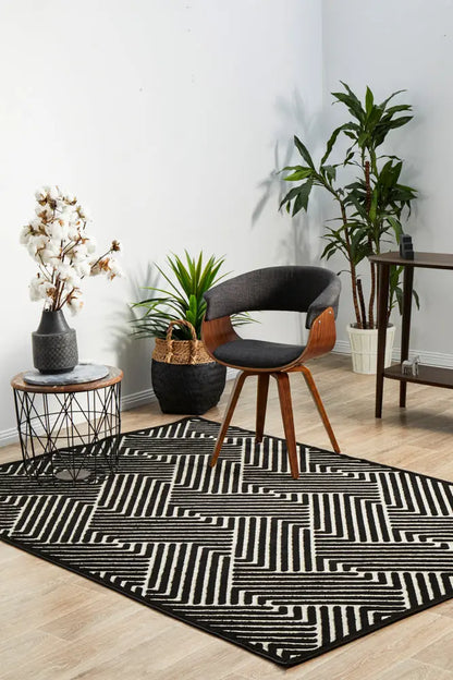 Yakamoz Cindy Black & Gold Rug RUG CULTURE